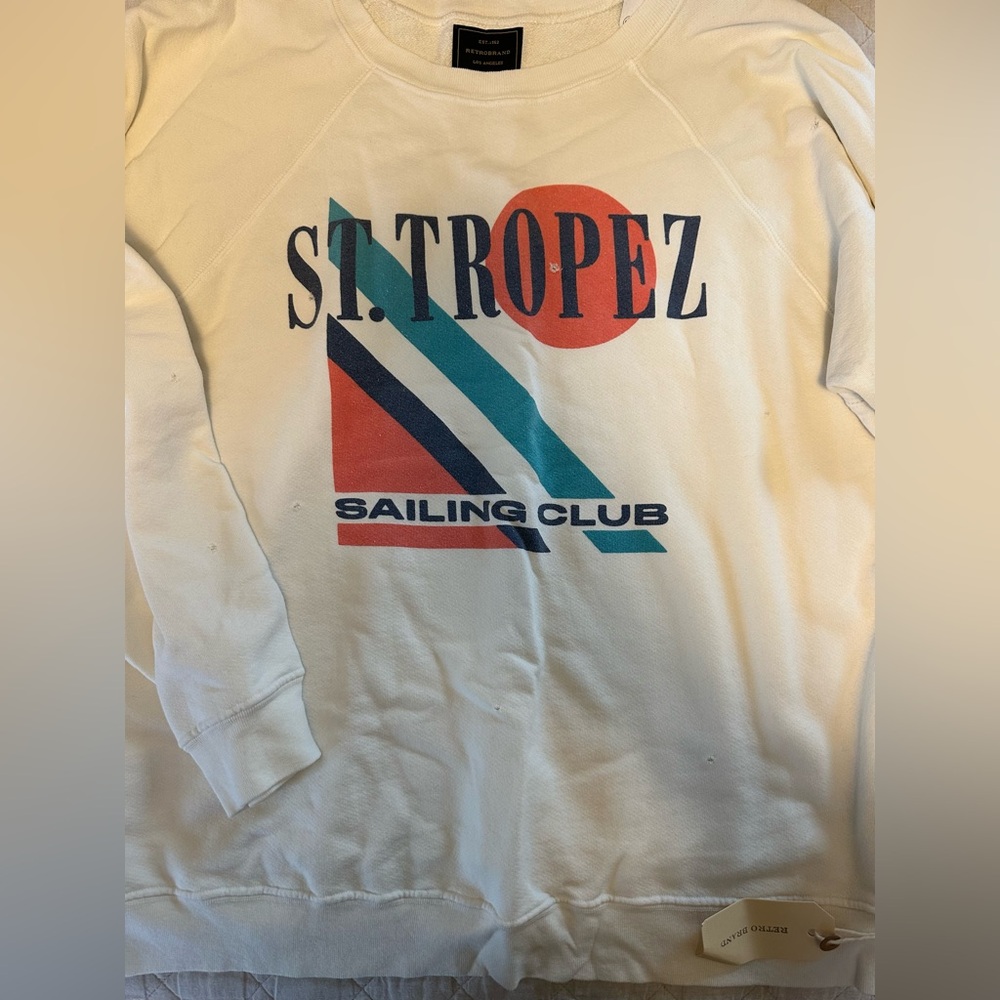 NWT original retro brand sold by free people White Crewneck  with Retro Graphic
